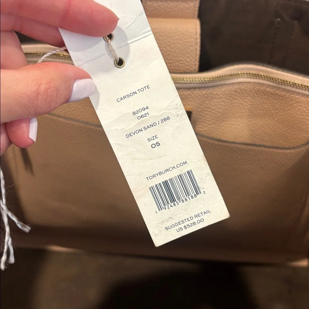 Tory Burch Carson Tote in Devon Sand with Gold Accent